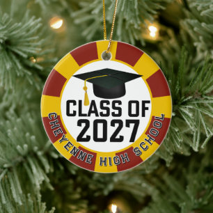 Letterman Class of 2027 Photo Graduation Ceramic Tree Decoration