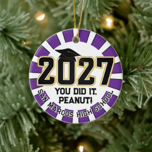 Letterman Class of 2027 Photo Graduation Ceramic Tree Decoration