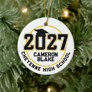 Letterman Class of 2027 Photo Graduation Ceramic Tree Decoration