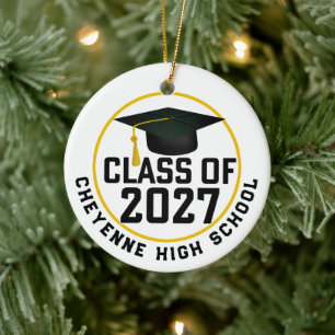 Letterman Class of 2027 Photo Graduation Ceramic Tree Decoration