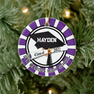 Letterman Class of 2027 Photo Graduation Ceramic Tree Decoration