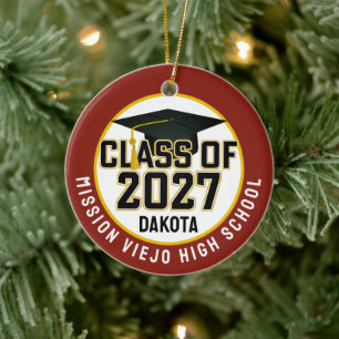Letterman Class of 2027 Photo Graduation Ceramic Tree Decoration