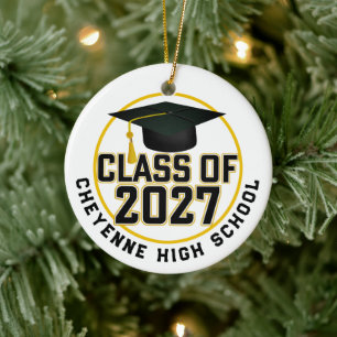 Letterman Class of 2027 Photo Graduation Ceramic Tree Decoration