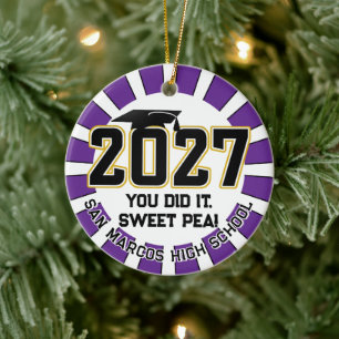 Letterman Class of 2027 Photo Graduation Ceramic Tree Decoration