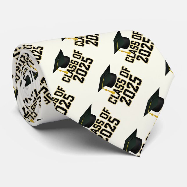 Letterman Gold Class of 2025 Graduation Tie (Rolled)