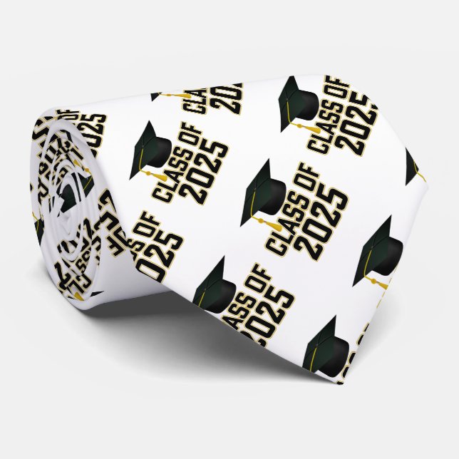 Letterman Gold Class of 2025 Graduation Tie (Rolled)