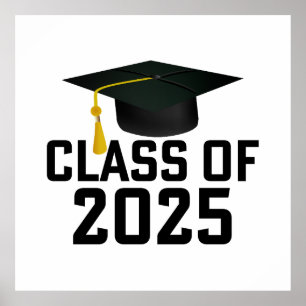 Letterman Grad Cap Class of 2025 Poster