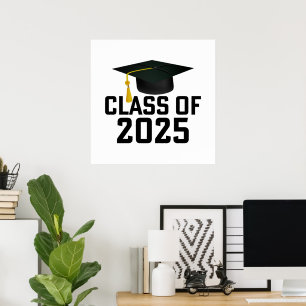 Letterman Grad Cap Class of 2025 Poster