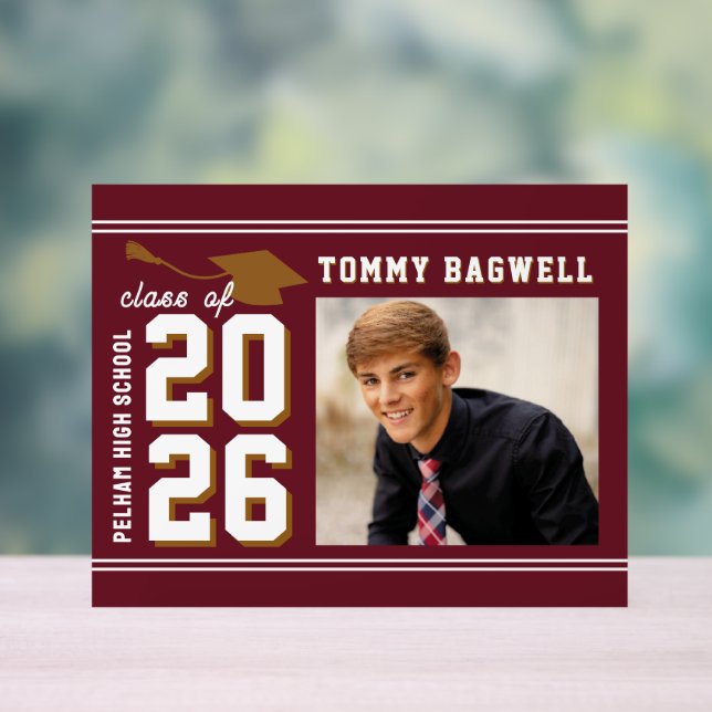 LETTERMAN GRAD MAROON  ACRYLIC SIGN (Neutral)
