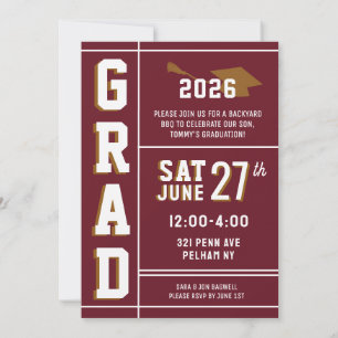 LETTERMAN GRAD School Colours MAROON Announcement 