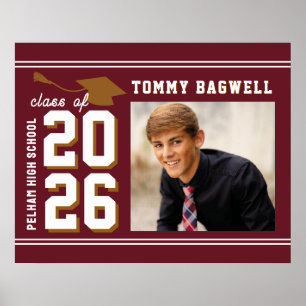 LETTERMAN GRAD school colours MAROON Poster
