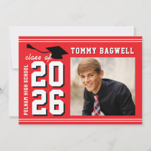 LETTERMAN GRAD School Colours RED  Invitation
