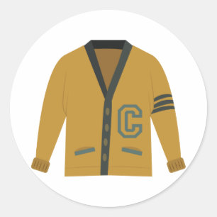Letterman Sweater Classic Round Sticker