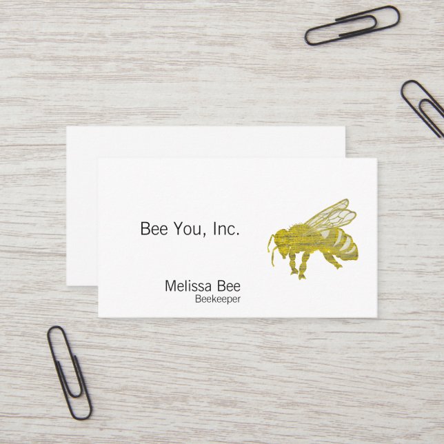 Letterpress Bee Business Card (Front/Back In Situ)