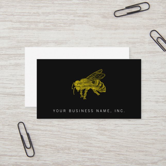 Letterpress Bee Business Card (Front/Back In Situ)