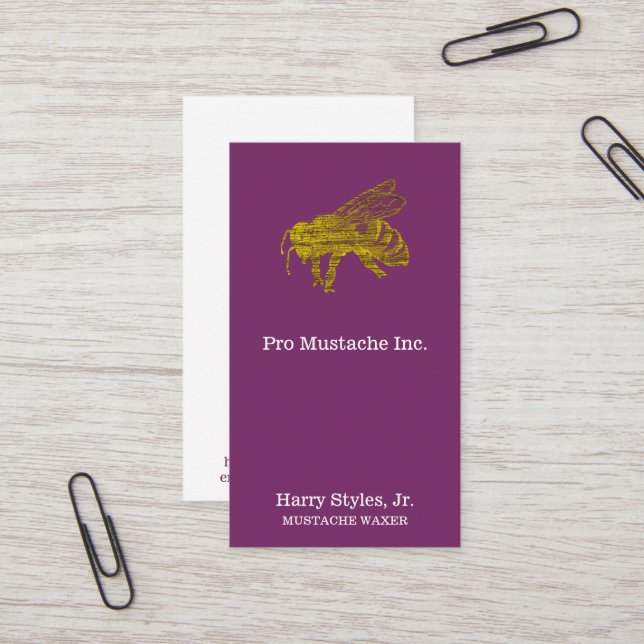 Letterpress Bee Business Card (Front/Back In Situ)