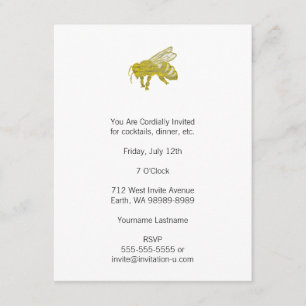 Letterpress Bee Invitation