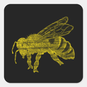 Letterpress Bee Square Sticker
