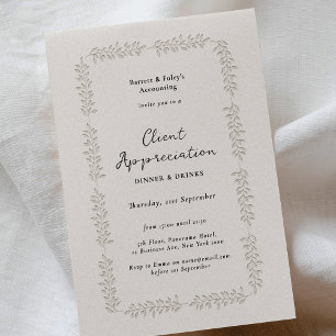 Letterpress Effect Client Appreciation Business Invitation