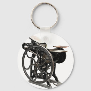 letterpress machine round keychain