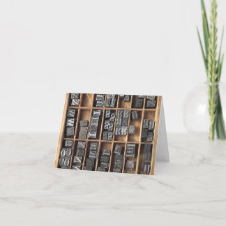 letterpress metal type note card