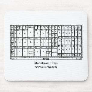 Letterpress mouse pad with type case illustration