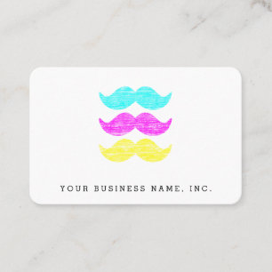 Letterpress Style CMY Moustaches Euro Business Card