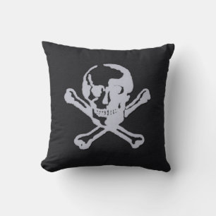 Letterpress Style Jolly Roger Soft-black Cushion