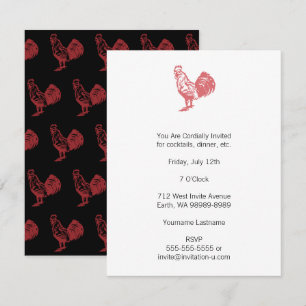 Letterpress Style Red Rooster Invitation