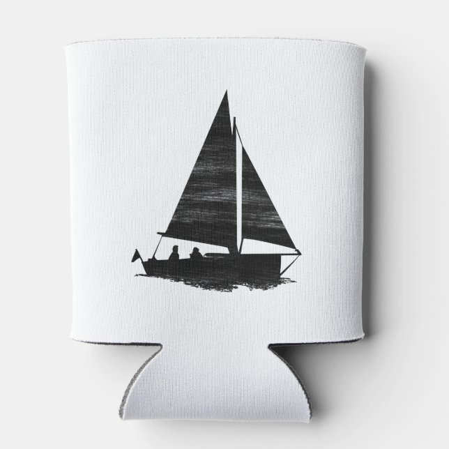 Letterpress Style Sailboat Can Cooler (Back)