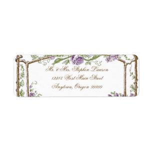 Letterpress Style Vintage Faux Bois Trellis Purple