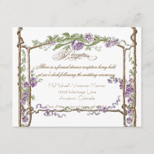 Letterpress Style Vintage Faux Bois Trellis Purple Enclosure Card