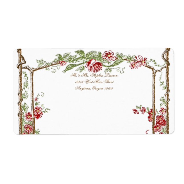 Letterpress Style Vintage Faux Bois Trellis - Red (Front)