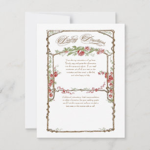 Letterpress Style Vintage Faux Bois Trellis - Red Invitation