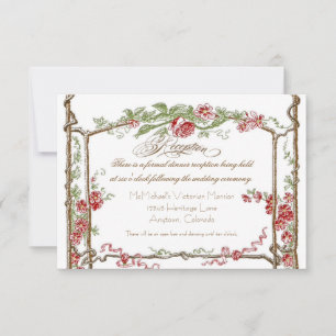 Letterpress Style Vintage Faux Bois Trellis - Red Invitation