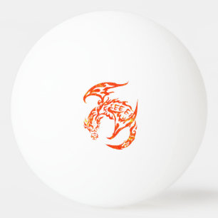 Letterpress Tribal Style Dragon Ping Pong Ball