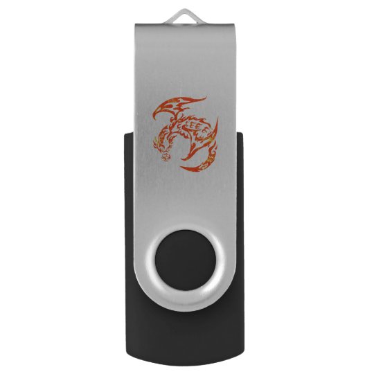 Letterpress Tribal Style Dragon USB Flash Drive
