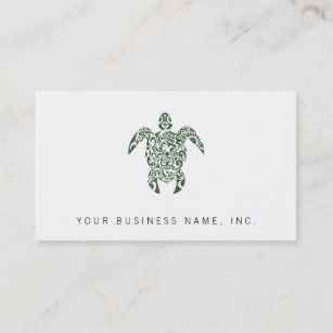 Letterpress Tribal Style Turtle Business Card