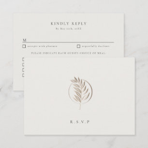 Letterpress twig ivory wedding meal choices RSVP