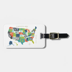 Letterpress USA Map Luggage Tag
