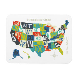 Letterpress USA Map Magnet
