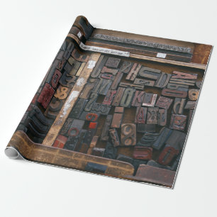 Letterpress Wood Type Decoupage Wrapping Paper