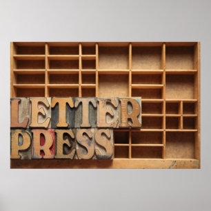 letterpress word on type case poster