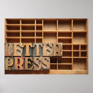 letterpress word on type case poster
