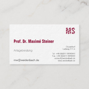 Letters and one colour business card