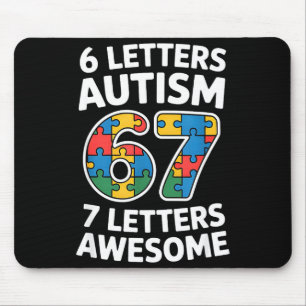 Letters Autism Awesome 67 Awareness Illustration Mouse Mat