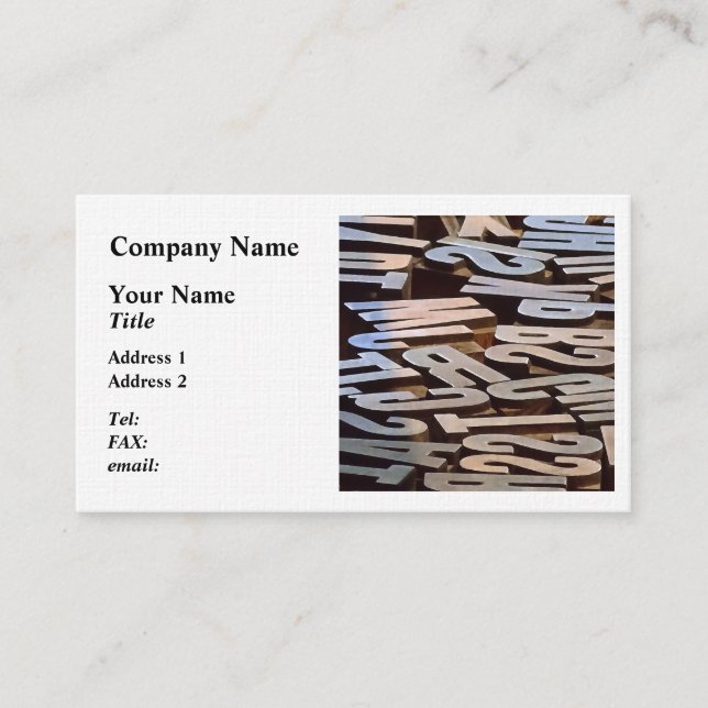 Letters for Typesetting Business Card (Front)
