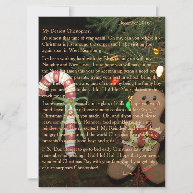 Letters from Santa Gingerbread 6.5 x 8.75 Holiday Card (Front)