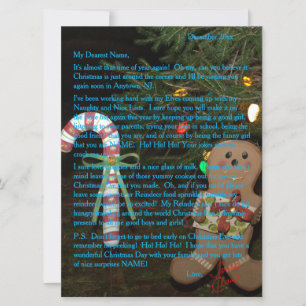 Letters from Santa Gingerbread Blue 6.5 x 8.75 Holiday Card