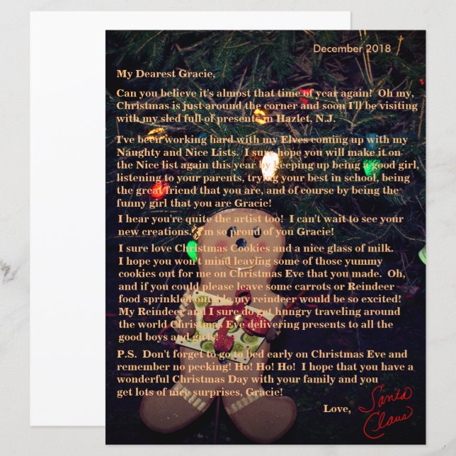 Letters from Santa Gingerbread Man (Front/Back)